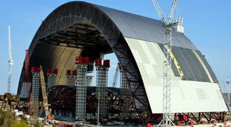 The arch-shaped 110-meter-tall, 257-meter-wide and 164-meter-long metal sarcophagus, which was erected over the reactor using the hydraulic system, became the world's largest moveable land-based structure. 