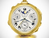  The world's most complicated watch, a 1933 timepiece made by luxury watchmaker Patek Phillipe was sold for an astounding $24.4 million USD at a Sotheby's auction in Switzerland. Commissioned in 1925 by prominent New York banker Henry Graves, the watch, which cost $15,000 USD, took three years of research and five years of painstaking effort to build. 