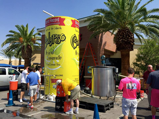As part of Calypso Lemonade Month, Calypso and Terrible Herbst attempted to break the Guinness World Records record for Largest Glass of Lemonade in Las Vegas, Nevada.
