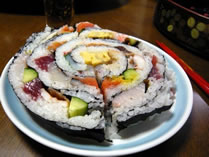 largest sushi roll Umewaka Restaurant Japan