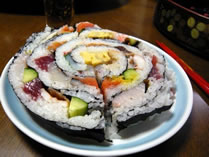 largest sushi roll Umewaka Restaurant Japan