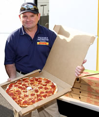 largest pizza delivery world record set by Pizzas 4 Patriots and DHL; Mark Evans, founder of Pizzas 4 Patriots