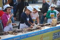 longest chocolat sausage world record set in Cavalese, Italy