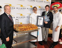 The 123-pound pierogi was prepared and cooked by Rivers' Executive Chef Richard Marmion and Assistant Executive Chef Adam Tharpe.