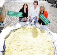 Butcher shops in Dublin, Kilkenny, Cork, Limerick and Galway will hold gluten-free cooking demonstrations this week to mark Coeliac Awareness Week. To mark the week, the Coeliac Society and chef Adrian Martin broke a new record for cooking the largest gluten-free potato pancake. The pancake, measuring 1.5 metres, will now claim a place in the Book of Records.