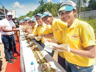 Prepared using 7000 eggs and 200 kgs of vegetables, the salad was 814.5 feet long while the salad that created a record previously was 625 feet long. The salad was displayed at the 'Haritholsavam' event organised by Farmers Association of India. 