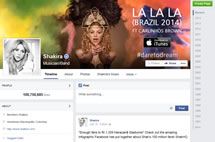  Shakira, who most recently performed during the closing ceremony of World Cup, became the first person whose so-called "brand page" on Facebook has earned over 100 million likes.