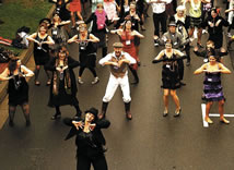 most costumed people dancing the Charleston