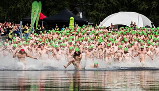 During the Ilosaari Rock music festival in eastern Finland, 789 naked swimmers participated in the attempt to snatch the record for the world's largest skinny dipping. 