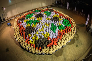 Just Eat employees from around the world gathered in London's docklands to set the WORLD RECORD title for the largest human image of a pizza. 810 employees attempted the title. 