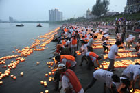 most river lamps lit world record set in Jilin, China