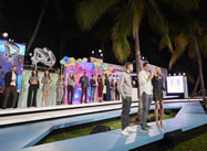 Hosts Jason Kennedy, Bill and Giuliana Rancic close the world's longest fashion show. Cotton's 24 Hour Runway Show, a fashion fete presented by Cotton Incorporated in partnership with PEOPLE magazine was held on Miami Beach's iconic Ocean Drive, officially setting a new World Record for the "Longest Fashion Show" based on length of time. With the help of more than 50 hair and makeup artists, 60 models festooned the record-breaking runway in more than 4,000 pieces of the finest cotton styles and walked a combined total of 96 dazzling miles.