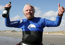 Richard Branson oldest person to kitesurf across the English Channel