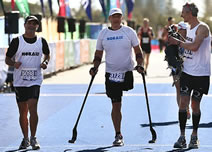 fastest marathon on crutches world record set by Michael Milton
