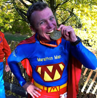  Between Appril 2013 and April 2014, Trent Morrow, 40, aka 'Marathon Man', successfully completed 160 official marathons across 7 continents, 16 countries and 45 US States, setting the new world record for Most Marathons on 7 Continents in 1 Year.
