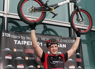 Polish cyclist Krystian Herba pedalled up the Taiwan landmark in two hours and 13 minutes, aiming to smash his own Guinness World Records' record for scaling the most number of steps on a bike. Herba, 33, bettered the 2919 stairs he climbed at Melbourne's Eureka Tower in February last year.