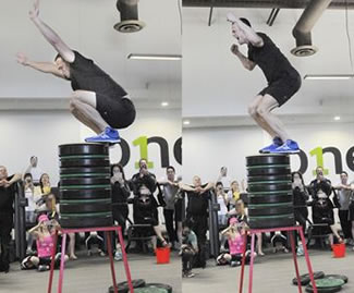  Evan Ungar, 24, broke the current world record of 59.8 inches (set by Justin Bephel in South Carolina in 2012) with a jump of 61.5 inches onto a box, or platform.