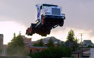  Gregg Godfrey reset the world record for the longest semi-truck jump ever at 166 feet at Evel Knievel Days in Butte, Montana.