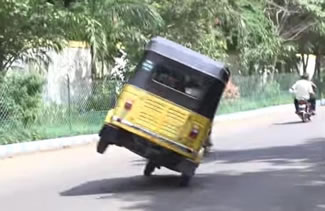 Jagathish M, a tuk tuk driver from India, set the World Record for longest side-wheel drive.