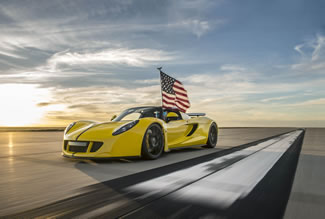 The Hennessey Venom GT Spyder has set a new world record for open-top sports cars at Naval Air Station Lemoore. A top speed of 265.6 mph (427.3 km/h) was achieved.