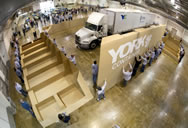 The Largest Cardboard Box in the World measured 80 feet long, 30 feet wide and 13 feet high. That was big enough to envelope the 18-wheeler and eclipse the previous Guinness World Records world record set in September 2009 by employees of Chegg.com.