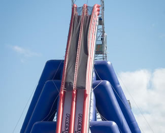 'The Nova Drop', at Perth's Xscape at the City pop-up water park, is the world's tallest inflatable slide. 