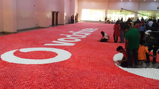  Vodafone India celebrated the launch of Vodafone SuperNet™ in the UP East Circle by creating a 627 sq. mtrs. (6746.5 sq.ft.) large disposable cup mosaic thereby becoming a World Record title holder. 