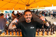 Mr Monin has been working in bars for the past 12 years and has developed a knack for opening bottles in a flash. He beat the Guinness World Records' record in 24 minutes and 37 seconds, according to witnesses at the event including Brighton and Hove's deputy mayor Denise Cobb.