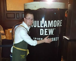 US Brand Ambassador for Tullamore Dew Whiskey, Tim Herlihy with the world's biggest Irish Coffee.