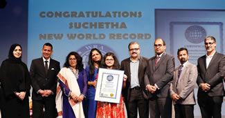 The world record event was attended by Consul General of India Shri Vipul, other Consuls from CGI Dubai and Event organizers from Indian People's Forum Mr. Bhupendra Kumar and Mr. Girisg Pant. Music Expert Mrs. Sujata Harish Kumar was also at the venue to witness.