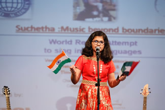 In the concert that lasted for six hours and 15 minutes, the child prodigy sang song after song in 102 languages, stunning the audience including Indian diplomats, her friends, teachers and well-wishers, including singers and doctors. Suchetha Satish sang songs in 26 Indian languages 76 foreign languages which included most spoken languages like Mandarin , Spanish, English, Arabic, Portugese etc and less spoken like Maori, Maithili, Quechua , Kokborok etc.