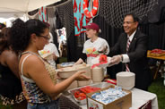 More than 3,000 traditional New England clambake dinners were served on the Amherst campus on Monday. Chefs prepared more than 3,000 lobsters, 6,000 little neck clams, 3,000 steamers, more than 6,000 ears of corn and 1,500 pounds of potatoes for students and staff. There was no previous record for largest New England clambake, but Guinness World Records officials had set a minimum bar at 1,500 meals in eight hours. UMass reached that mark in about an hour. 