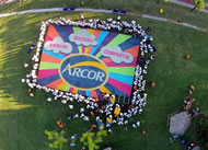  There's a new record for the World's Largest candy mosaic, and it was created with more than 300,000 pieces of candy. Arcor, the leading food Company in Argentina and main hard candy manufacturer in the world, has created the world's biggest candy mosaic with an overall size of 1,577 sq ft., breaking the Guinness World Records record previously held previously by Haribo Europe. 