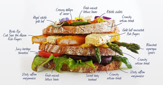 Birds Eye have created a recipe for the world's most expensive fish finger sandwich, in celebration of Her Majesty's 90th birthday. Produced by Birds Eye head chef Peter Lack, the sandwich – which is valued at £187 – contains the world's most luxurious ingredients including salmon caviar, saffron mayonnaise and edible gold leaf, to complement Birds Eye's limited edition 'Cod Save The Queen' fish fingers.