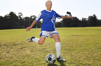 The 65-year-old mother of four, grandmother to 10 and great grandmother, plays in the division 3 all ages ladies team for Liverpool Rangers Soccer Club in the Southern District Soccer Football Association.