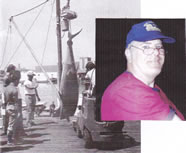 The first World Tuna Tournament in Gloucester, Mass. Aug 24th /30th 1980, attracted about 80 boats filled with fisherman eager for a chance to win one of the three prizes totaling $100,000. Competing against eighty eight participants and thirty four fish caught,Kieran O'Neill, Owner/ Skipper of "The 22Ft Carp boat" hooked & landed the category for longest/heaviest Fish, with a 1.037 pounds and 9Ft 11 inches yellowfin tuna, Picture Taken at the Gloucester dock official weigh in station.