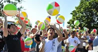 most people bouncing beach balls Cedar Point