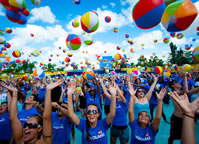 most beach balls in the air by at Legoland Water Park Florida