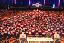 largest human Pascal's Triangle world record set by Raytheon Mathletes