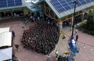  It took 323 people to create the world's largest human image of an arrowhead outside Ripley's Aquarium of the Smokies.
