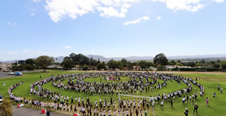 Students, staff and teen-aged visitors from Japan broke the Japanese Fan Dance World Record at John Muir Middle School on Thursday, September 21, as part of the school's annual Japan Day cultural appreciation celebration. 