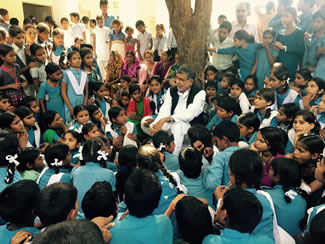 Nobel Peace Laureate Kailash Satyarthi, along with 344 students at Jayshree Periwal International School, Jaipur, Rajasthan, India, set the new world record for the Largest child safeguarding lesson, according to the World Record Academy.