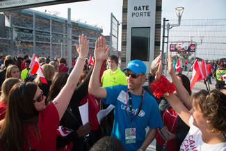  UNICEF Canada, along with Canada Soccer & 7,238 fans at Tim Hortons Field break Guinness World Records world record for the greatest number of people simultaneously giving a high-five.