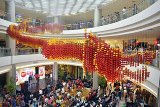 Lucky Chinatown set a new world record for the largest display of origami lanterns. The dragon shaped display consisted of 19,999 origami lanterns.