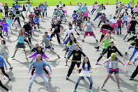largest hula hoop workout world record set at Del Rey Elementary School