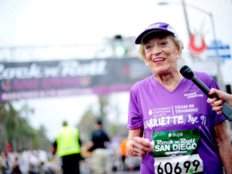 Harriette Thompson, a 92-year-old native of Charlotte, North Carolina, became the oldest woman to complete a marathon as she finished Rock 'n' Roll Marathon in San Diego with a time of seven hours, 24 minutes and 36 seconds.