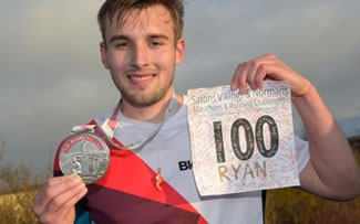 Ryan Holmes, aged 21 years and 172 days, an endurance runner inspired by his friend's battle with blood cancer has become the youngest ever person to complete 100 marathons. Ryan Holmes has covered more than 2,500 miles so far, running an average of two races a week. 