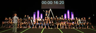 Sixty cheerleaders made the World's Largest Cheerleading Pyramid during a national cheerleading competition in Tauranga.