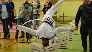 Kerim Ahmetspahic, a 16-year-old Bosnian blackbelt in taekwondo, smashed 111 concrete blocks with his noggin in a mere 35 seconds. 