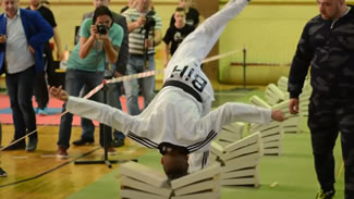 Kerim Ahmetspahic, a 16-year-old Bosnian blackbelt in taekwondo, smashed 111 concrete blocks with his noggin in a mere 35 seconds. 